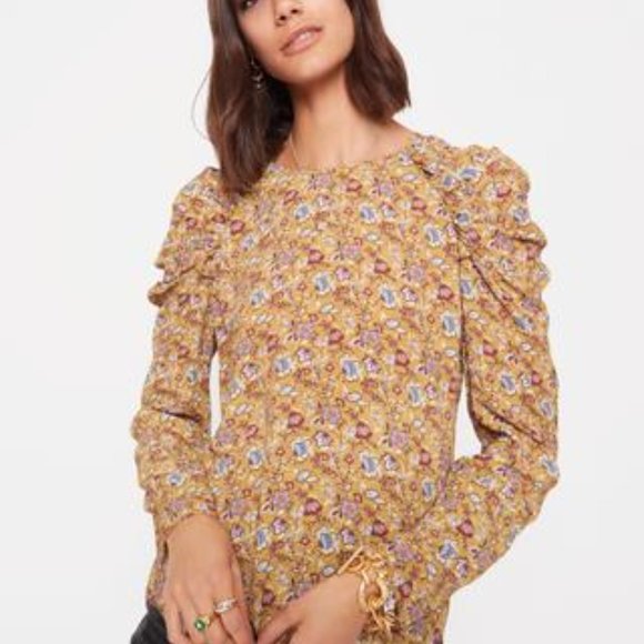 REBECCA MINKOFF Carrie Puff Shoulder Top Golden Yellow - NWT - Picture 6 of 6